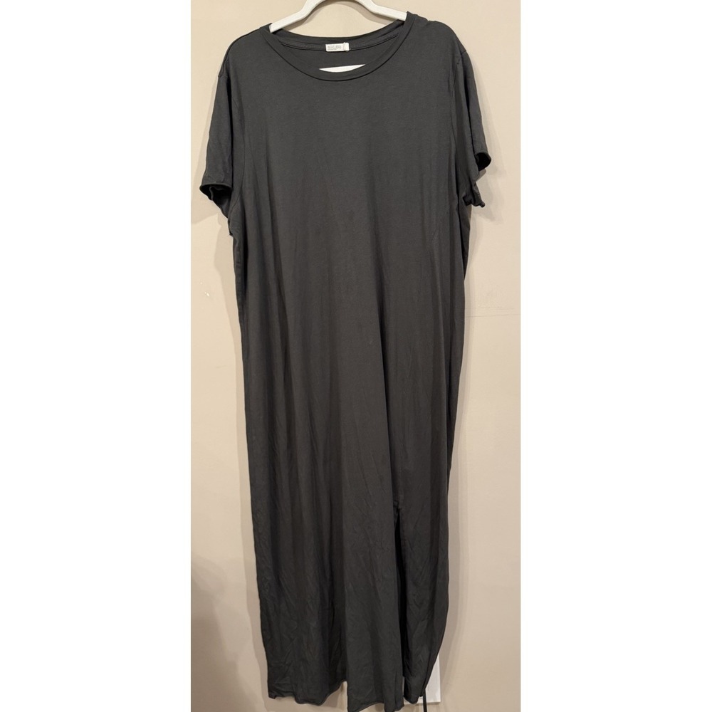 Barefoot Dreams Malibu Collection T Shirt Dress Organic Pima Cotton Gray Size 2X